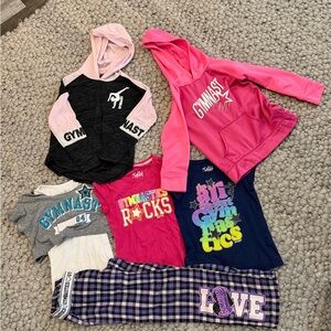 Gymnastics Hoodie & Tops Set for Kids - Pink, Black, Gray, Navy, Purple